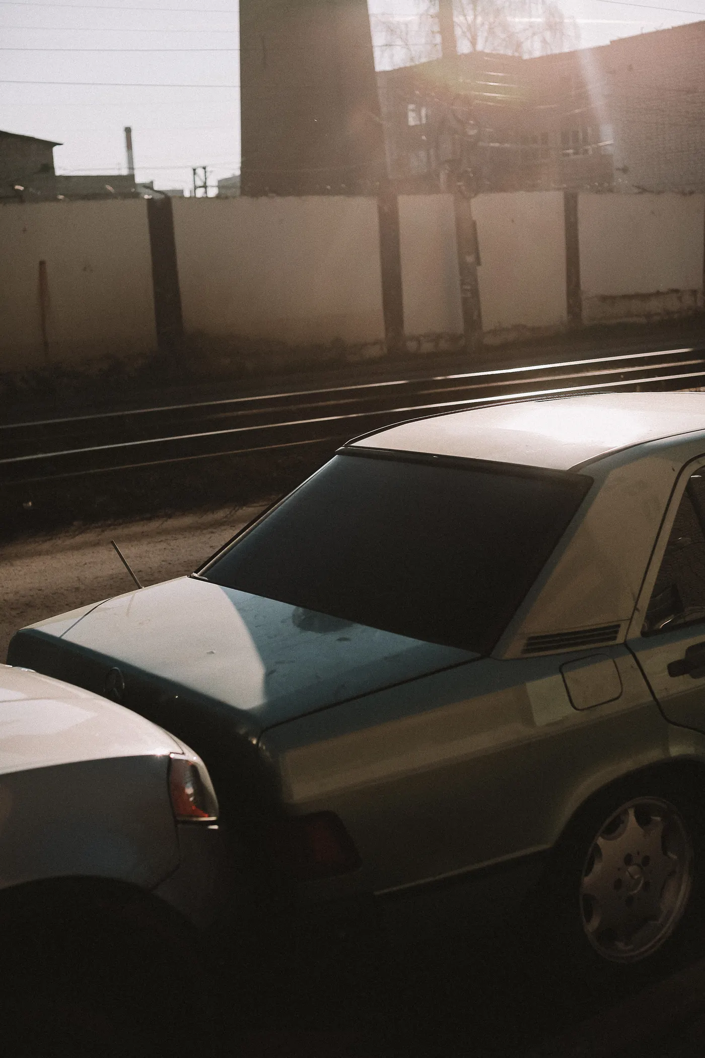 Two vehicles after a roadway collision